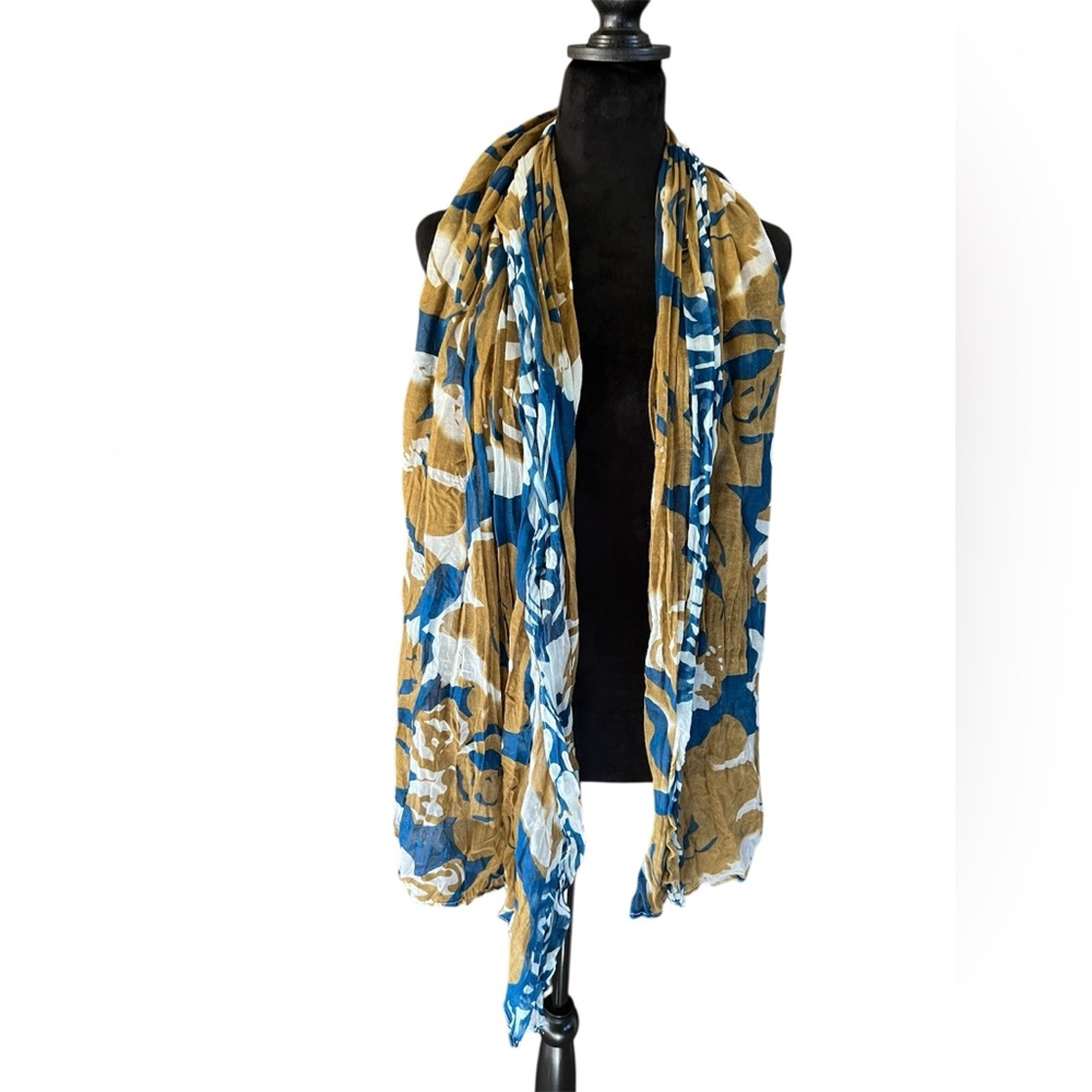 Blue and Brown Patterned Scarf